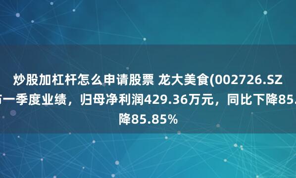 炒股加杠杆怎么申请股票 龙大美食(002726.SZ)发布一季度业绩，归母净利润429.36万元，同比下降85.85%